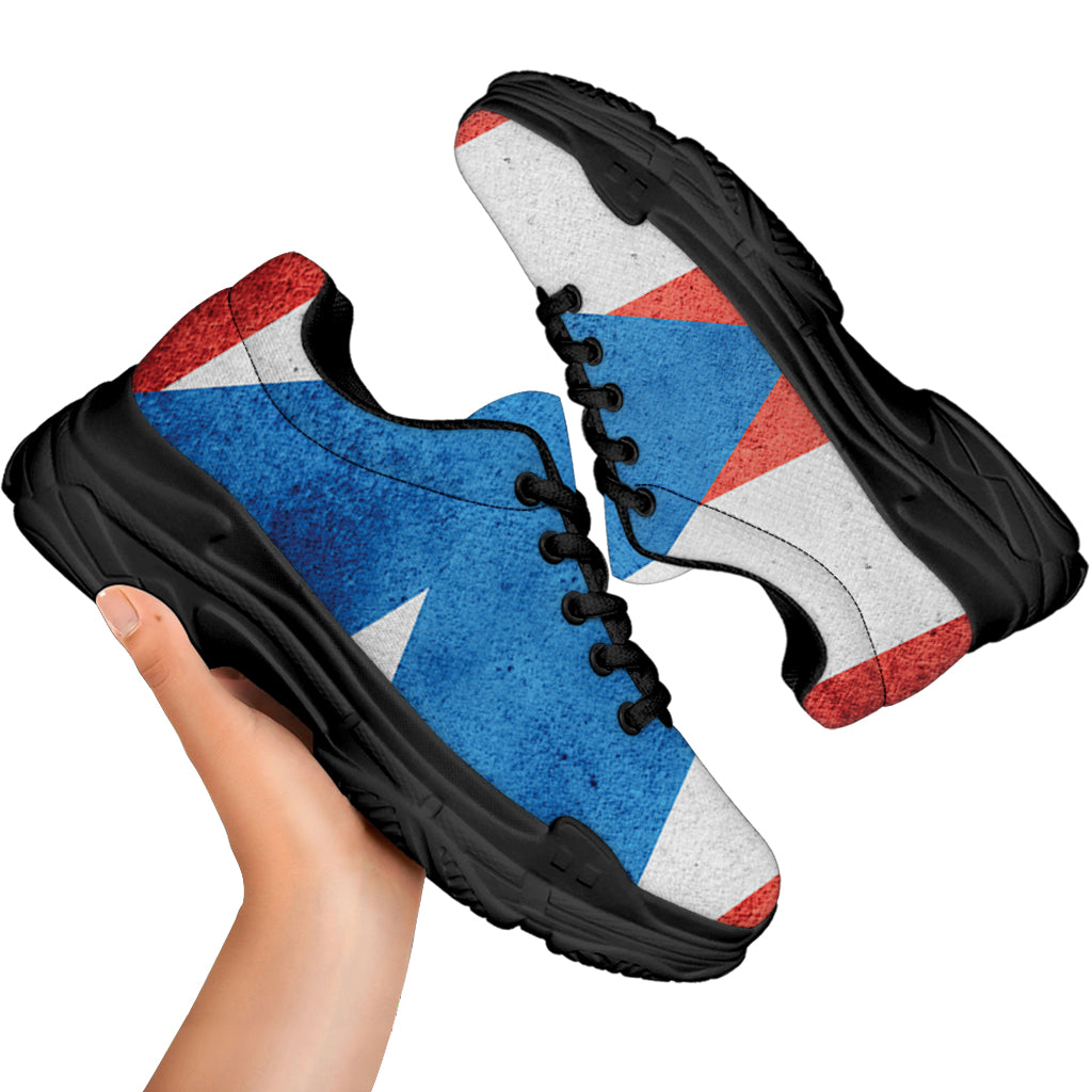 Grunge Puerto Rican Flag Print Black Chunky Shoes
