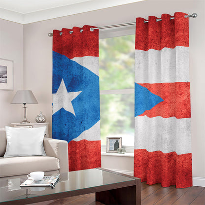 Grunge Puerto Rican Flag Print Blackout Grommet Curtains