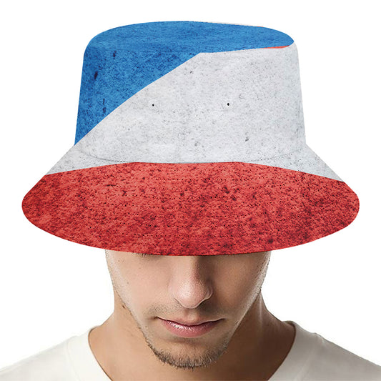Grunge Puerto Rican Flag Print Bucket Hat