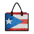 Grunge Puerto Rican Flag Print Canvas Tote Bag