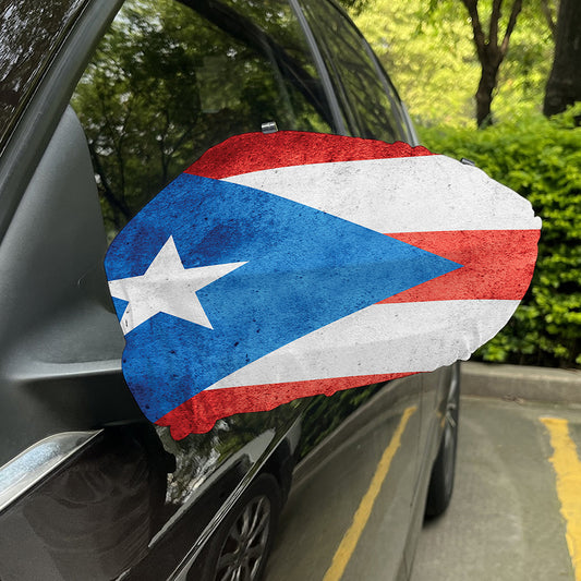 Grunge Puerto Rican Flag Print Car Side Mirror Covers