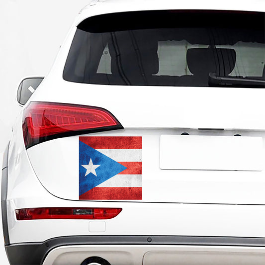 Grunge Puerto Rican Flag Print Car Sticker