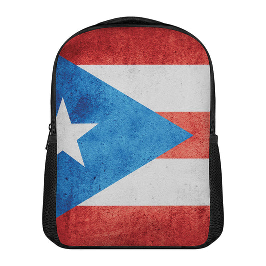 Grunge Puerto Rican Flag Print Casual Backpack