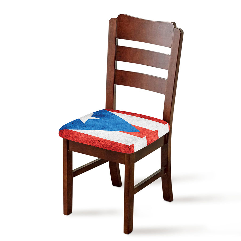 Grunge Puerto Rican Flag Print Chair Cushion Cover