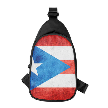 Grunge Puerto Rican Flag Print Chest Bag