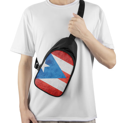 Grunge Puerto Rican Flag Print Chest Bag