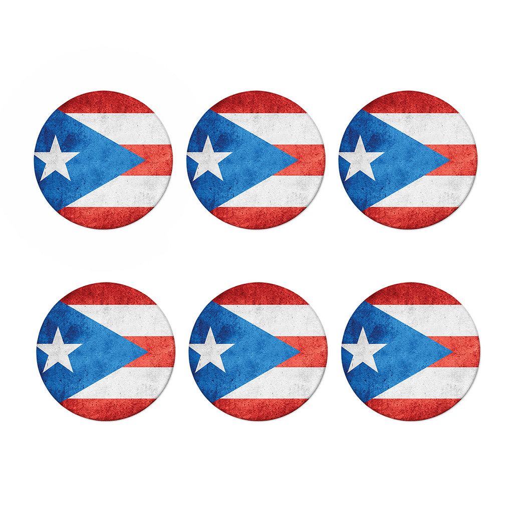 Grunge Puerto Rican Flag Print Coaster Set