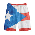 Grunge Puerto Rican Flag Print Cotton Shorts