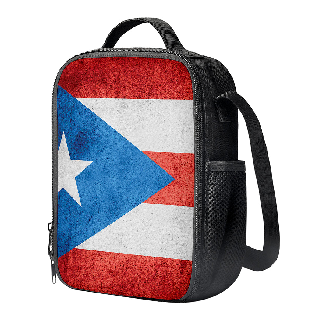 Grunge Puerto Rican Flag Print Crossbody Lunch Bag