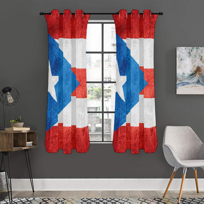 Grunge Puerto Rican Flag Print Curtain