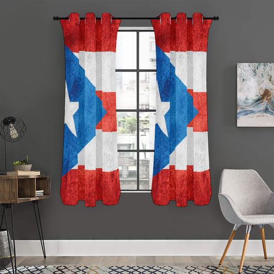 Grunge Puerto Rican Flag Print Curtain