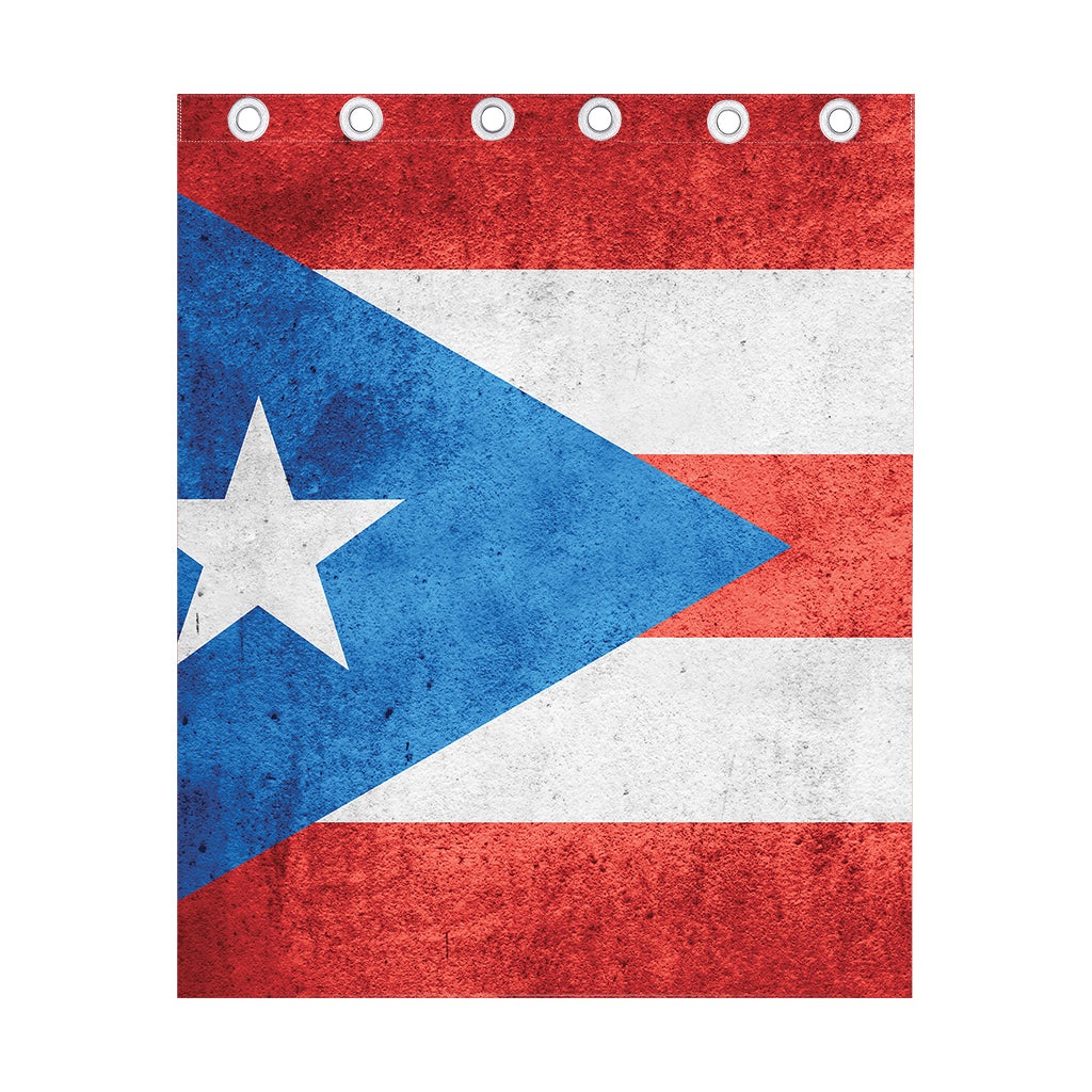Grunge Puerto Rican Flag Print Curtain