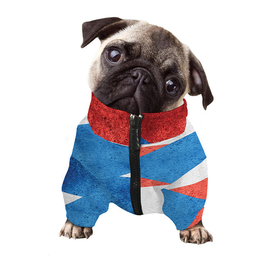 Grunge Puerto Rican Flag Print Dog Zip Up Jacket