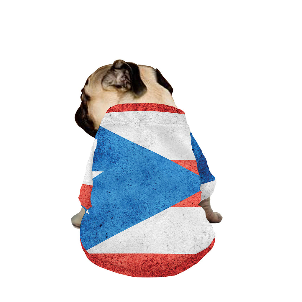 Grunge Puerto Rican Flag Print Dog Zip Up Jacket