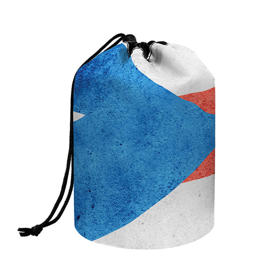 Grunge Puerto Rican Flag Print Drawstring Makeup Bag