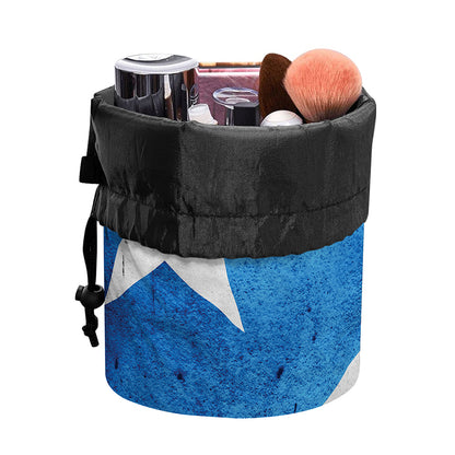 Grunge Puerto Rican Flag Print Drawstring Makeup Bag
