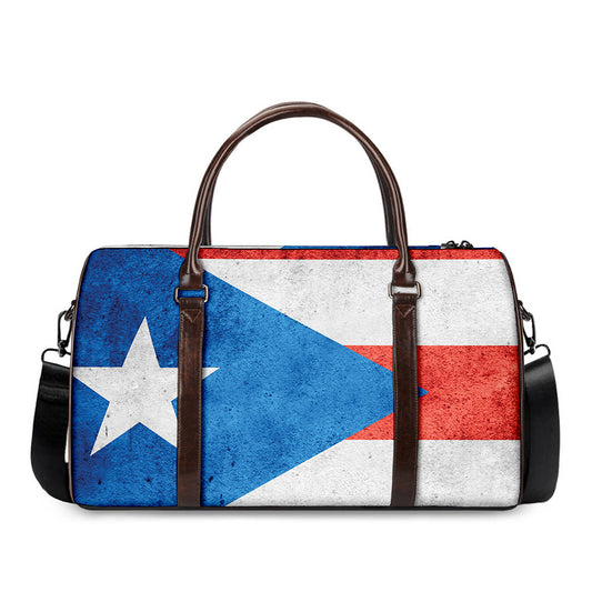 Grunge Puerto Rican Flag Print Duffle Bag