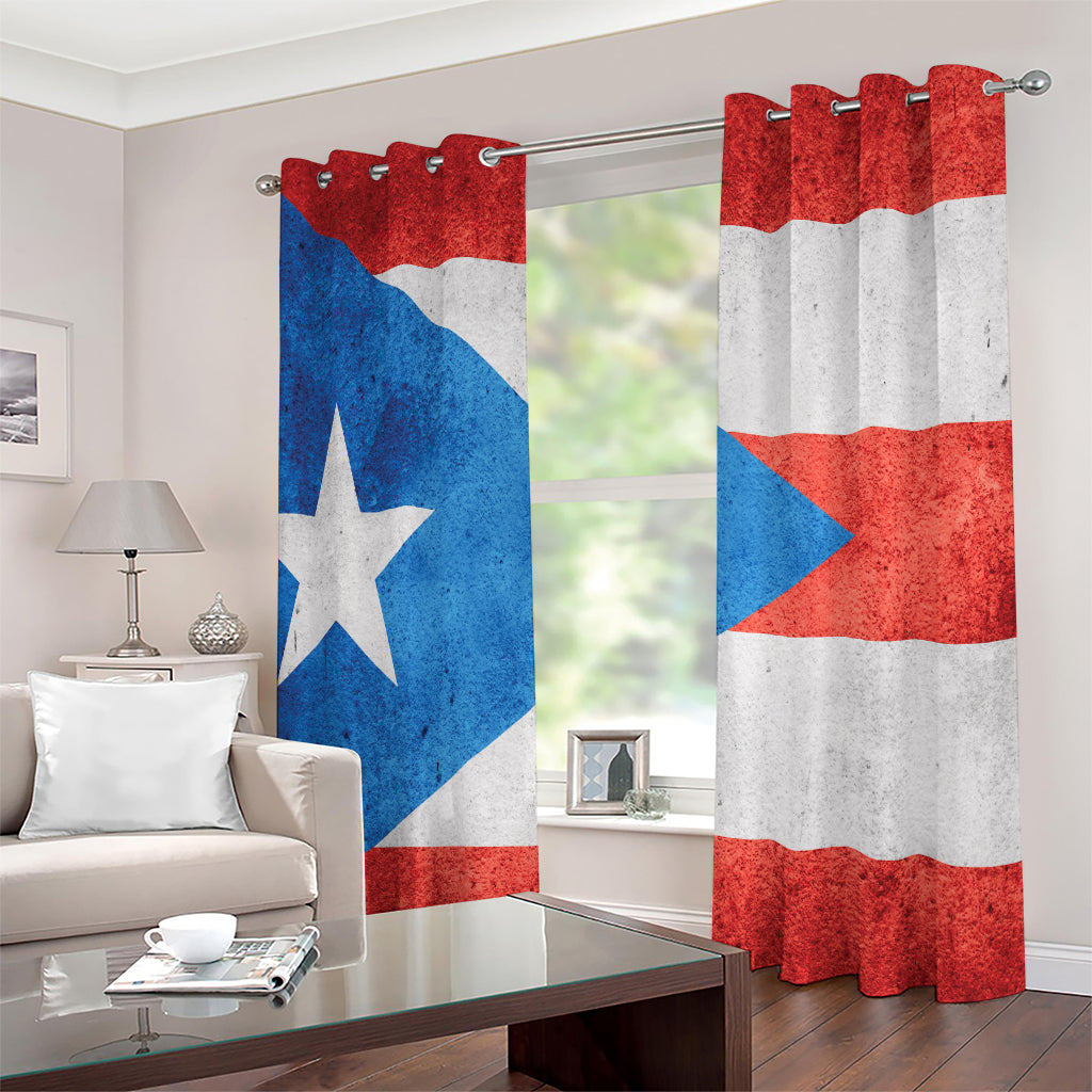 Grunge Puerto Rican Flag Print Extra Wide Grommet Curtains