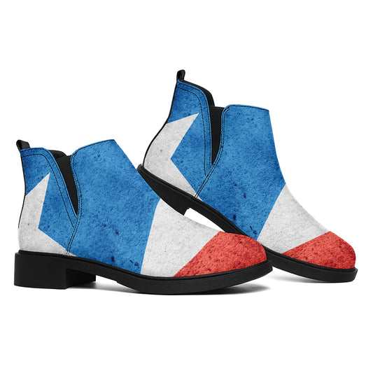 Grunge Puerto Rican Flag Print Flat Ankle Boots