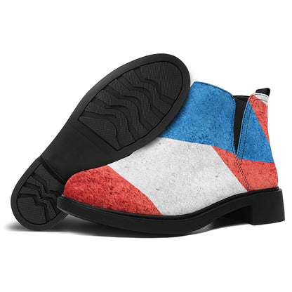 Grunge Puerto Rican Flag Print Flat Ankle Boots