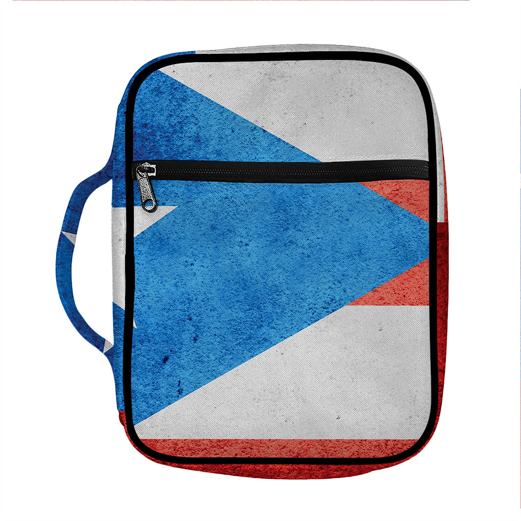 Grunge Puerto Rican Flag Print Front Pocket Bible Bag
