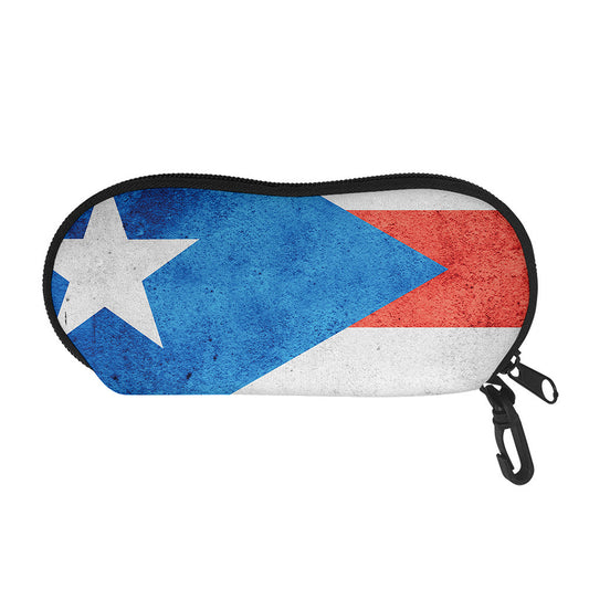 Grunge Puerto Rican Flag Print Glasses Case