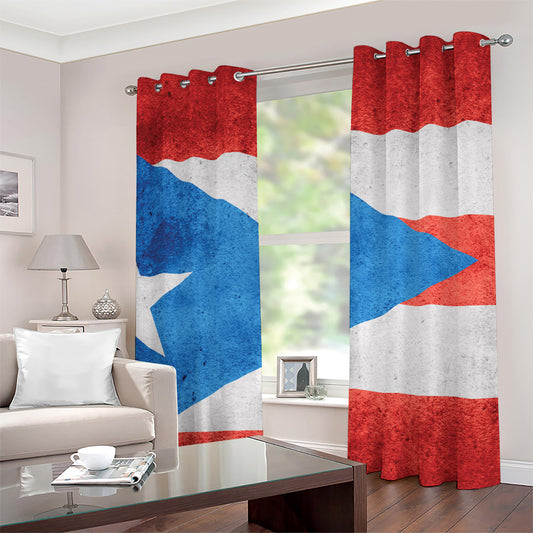 Grunge Puerto Rican Flag Print Grommet Curtains