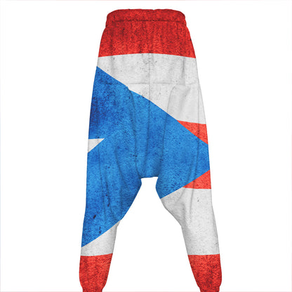 Grunge Puerto Rican Flag Print Hammer Pants