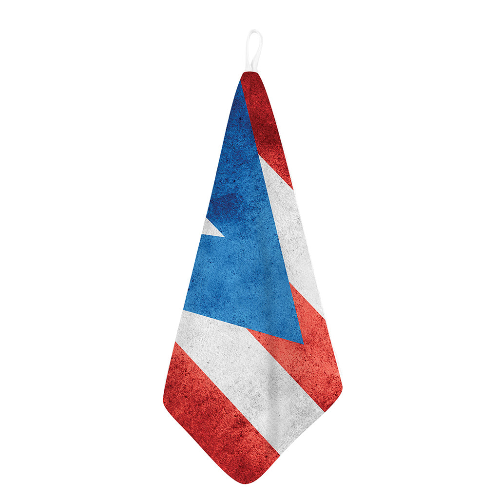 Grunge Puerto Rican Flag Print Hand Towel