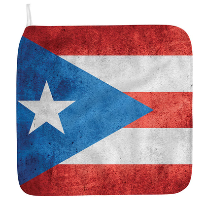 Grunge Puerto Rican Flag Print Hand Towel