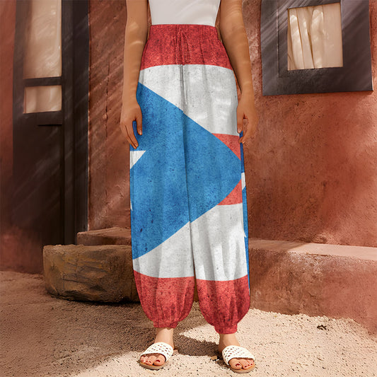 Grunge Puerto Rican Flag Print Harem Pants
