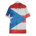 Grunge Puerto Rican Flag Print Hawaiian Shirt