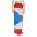 Grunge Puerto Rican Flag Print High Slit Maxi Skirt