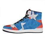 Grunge Puerto Rican Flag Print High Top Leather Sneakers