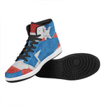 Grunge Puerto Rican Flag Print High Top Leather Sneakers