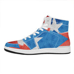 Grunge Puerto Rican Flag Print High Top Leather Sneakers
