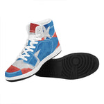 Grunge Puerto Rican Flag Print High Top Leather Sneakers
