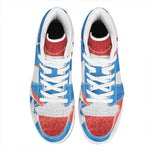Grunge Puerto Rican Flag Print High Top Leather Sneakers