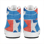 Grunge Puerto Rican Flag Print High Top Leather Sneakers