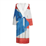 Grunge Puerto Rican Flag Print Hooded Bathrobe