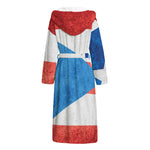 Grunge Puerto Rican Flag Print Hooded Bathrobe