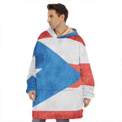 Grunge Puerto Rican Flag Print Hoodie Blanket