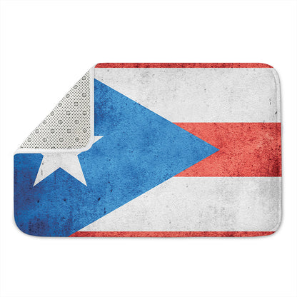 Grunge Puerto Rican Flag Print Indoor Door Mat