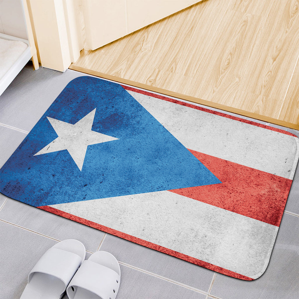 Grunge Puerto Rican Flag Print Indoor Door Mat