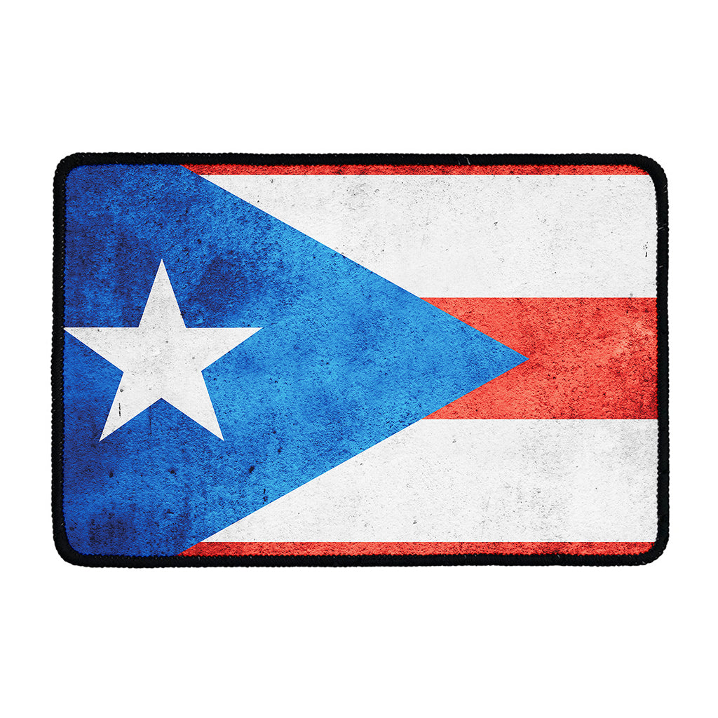 Grunge Puerto Rican Flag Print Kitchen Mat
