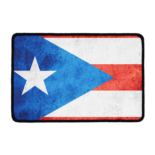 Grunge Puerto Rican Flag Print Kitchen Mat