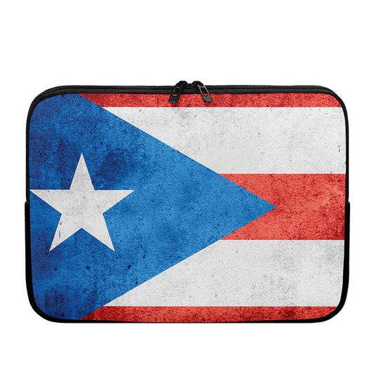 Grunge Puerto Rican Flag Print Laptop Sleeve
