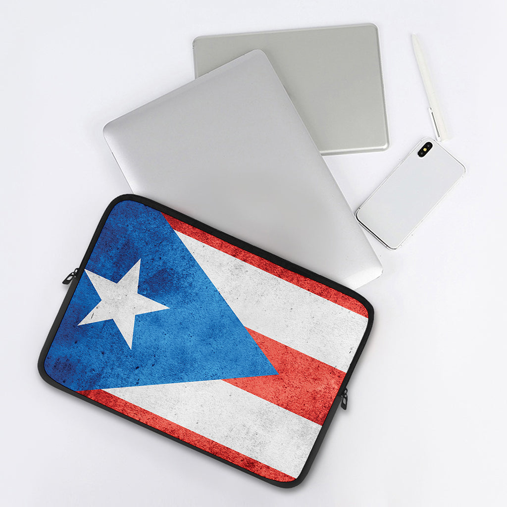 Grunge Puerto Rican Flag Print Laptop Sleeve