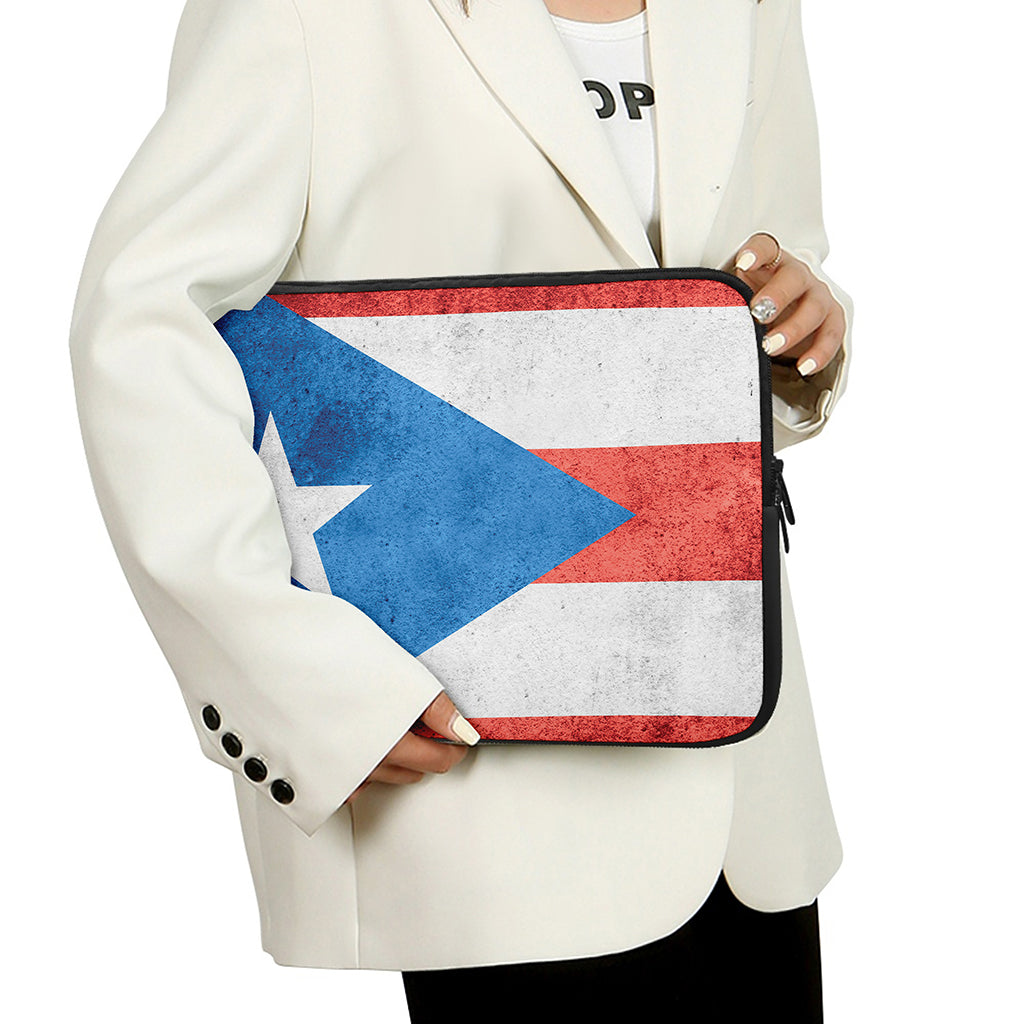 Grunge Puerto Rican Flag Print Laptop Sleeve