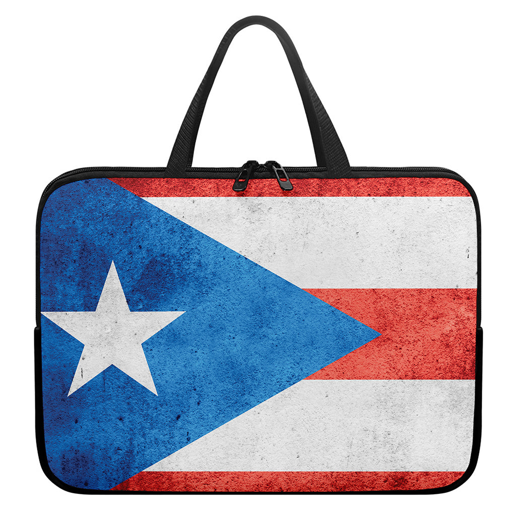 Grunge Puerto Rican Flag Print Laptop Sleeve With Handle